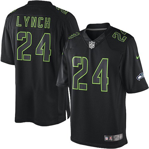 Men's Elite Marshawn Lynch Nike Jersey Black - #24 Impact NFL Seattle Seahawks